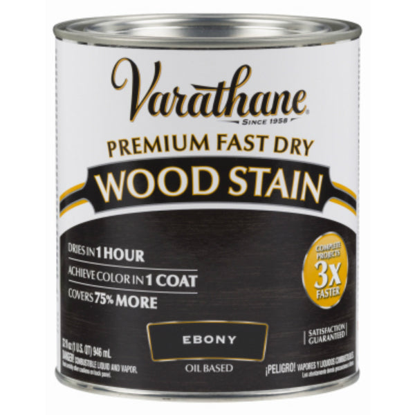 Varathane 269395 Fast Dry Premium Oil Based Interior Wood Stain, Ebony, 1-Qt