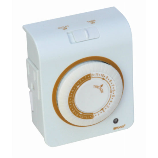 Woods® 50021 Programmable 24 Hour Mechanical Timer, White