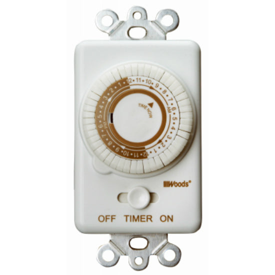 Woods® 59745 Indoor In-Wall 24-Hour Mechanical Timer, White