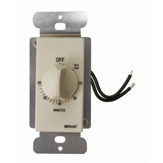 Woods® 59718 Indoor In Wall Spring Wound Timer, 60 Minute, Light Almond Color