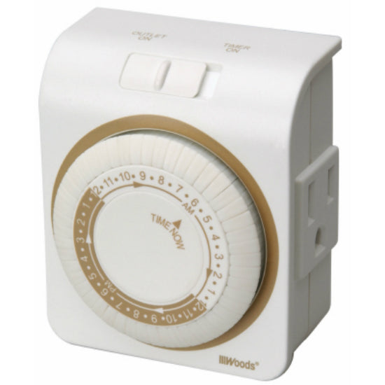 Woods® 50001TV Indoor 24-Hour Heavy Duty Mechanical Timer, 3-Conductor