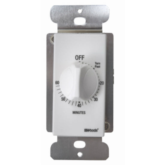 Woods® 59717 Indoor In Wall Spring Wound Timer, 60 Minute, White