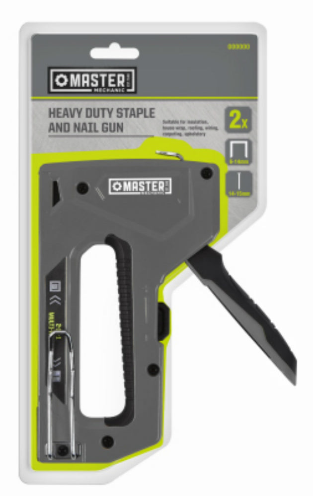 Master Mechanic TV161118001 Heavy Duty Staple & Nail Gun w/ Reversible Belt Clip