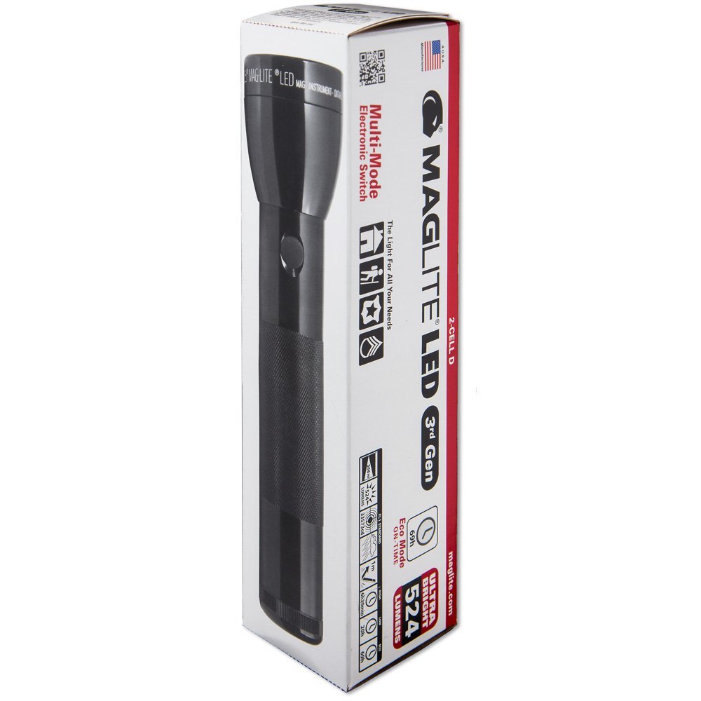 Maglite ML300L-S3016 LED 3-Cell "D" Flashlight, Black, 625 Lumens