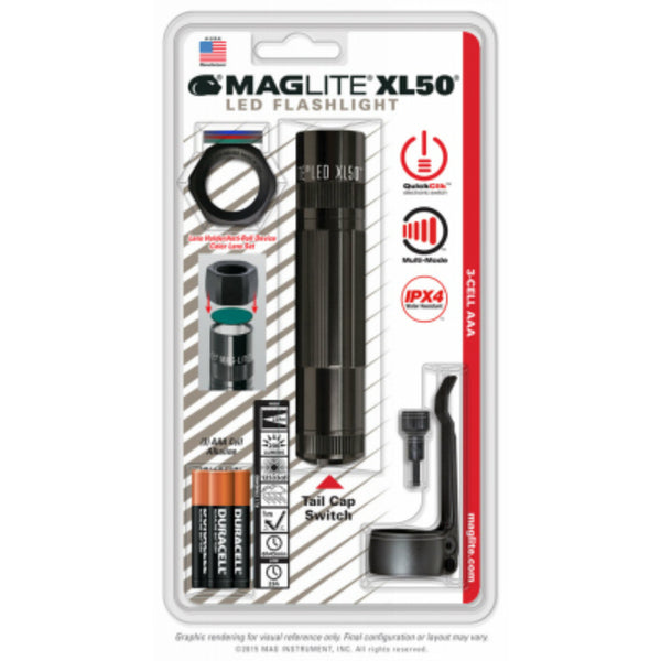 Maglite® XL50-S301C LED Tactical Flashlight Combo Pack with 3-AAA Batteries