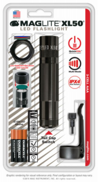 Maglite® XL50-S301C LED Tactical Flashlight Combo Pack with 3-AAA Batteries