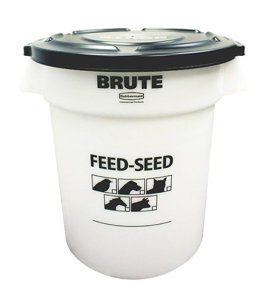 Rubbermaid 1868861 Brute Feed-Seed Trash Can with Lid, 20 Gallon