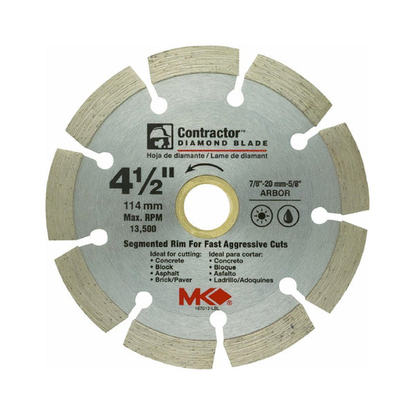 MK Diamond® 167012 Contractor™ Segmented Rim Diamond Blade, 4-1/2"