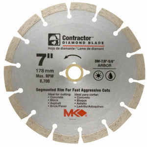 MK Diamond® 167015 Contractor™ Segmented Rim Diamond Blade, 7"
