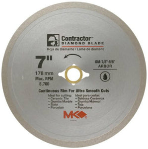 MK Diamond® 167029 Contractor™ Continuous Rim Diamond Blade, 7"