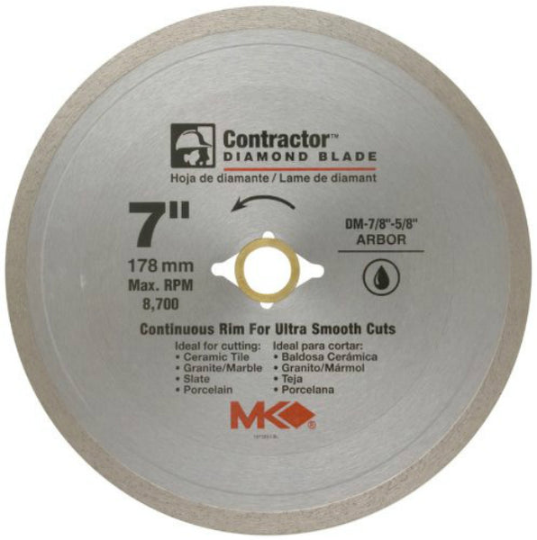 MK Diamond® 167029 Contractor™ Continuous Rim Diamond Blade, 7"