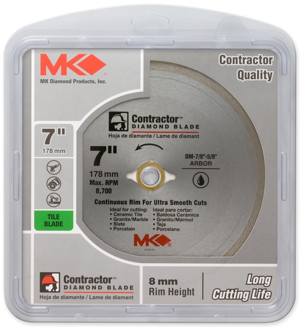 MK Diamond® 167029 Contractor™ Continuous Rim Diamond Blade, 7"