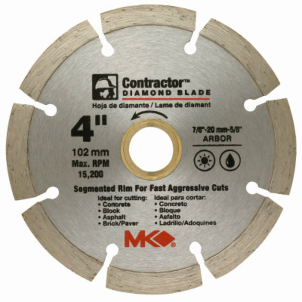 MK Diamond® 167011 Contractor™ Segmented Rim Diamond Blade, 4"