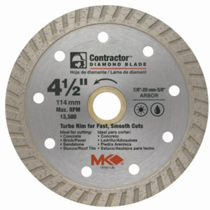 MK Diamond® 167021 Contractor™ Turbo Rim Diamond Blade, 4-1/2"