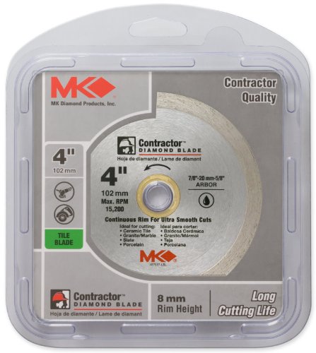 MK Diamond® 167027 Contractor™ Continuous Rim Diamond Blade, 4"