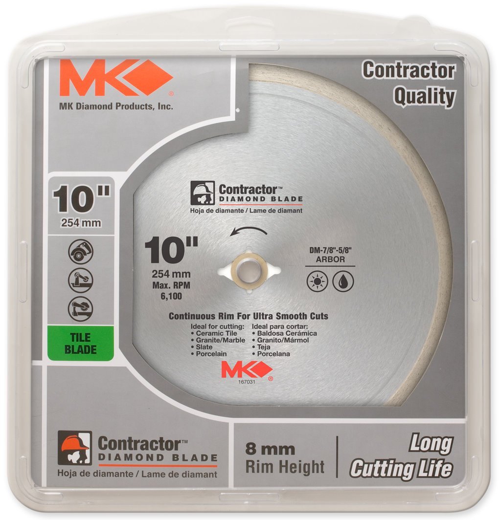 MK Diamond® 167031 Contractor™ Continuous Rim Diamond Blade, 10"