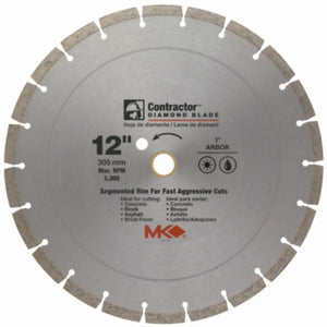 MK Diamond® 167018 Contractor™ Segmented Rim Diamond Blade, 12"