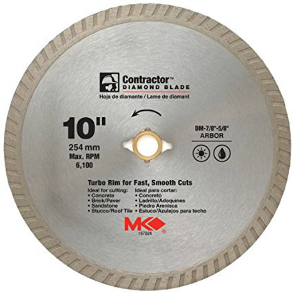 MK Diamond® 167024 Contractor™ Turbo Rim Diamond Blade, 10"