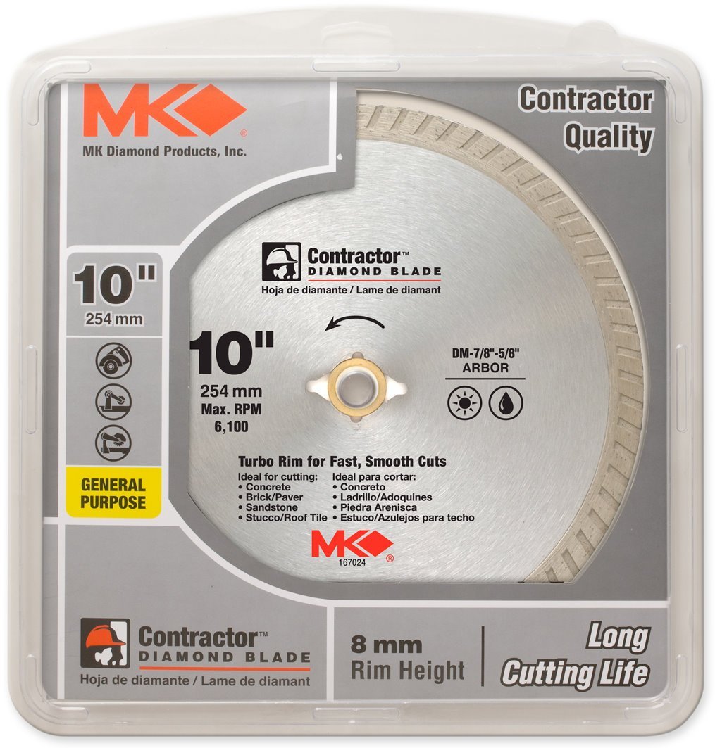 MK Diamond® 167024 Contractor™ Turbo Rim Diamond Blade, 10"