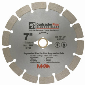 MK Diamond® 166991 Contractor Plus™ Segmented Rim Diamond Blade, 7"