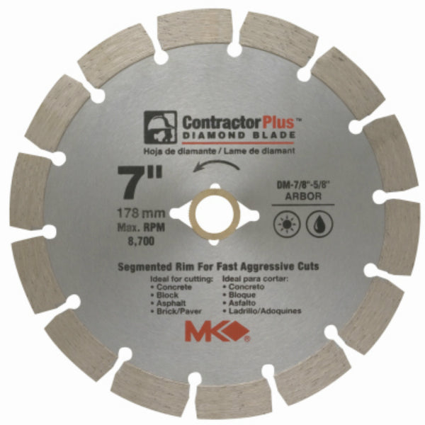 MK Diamond® 166991 Contractor Plus™ Segmented Rim Diamond Blade, 7"