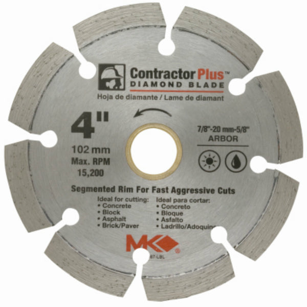 MK Diamond® 166987 Contractor Plus™ Segmented Rim Diamond Blade, 4"