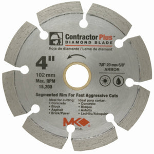 MK Diamond® 166987 Contractor Plus™ Segmented Rim Diamond Blade, 4"