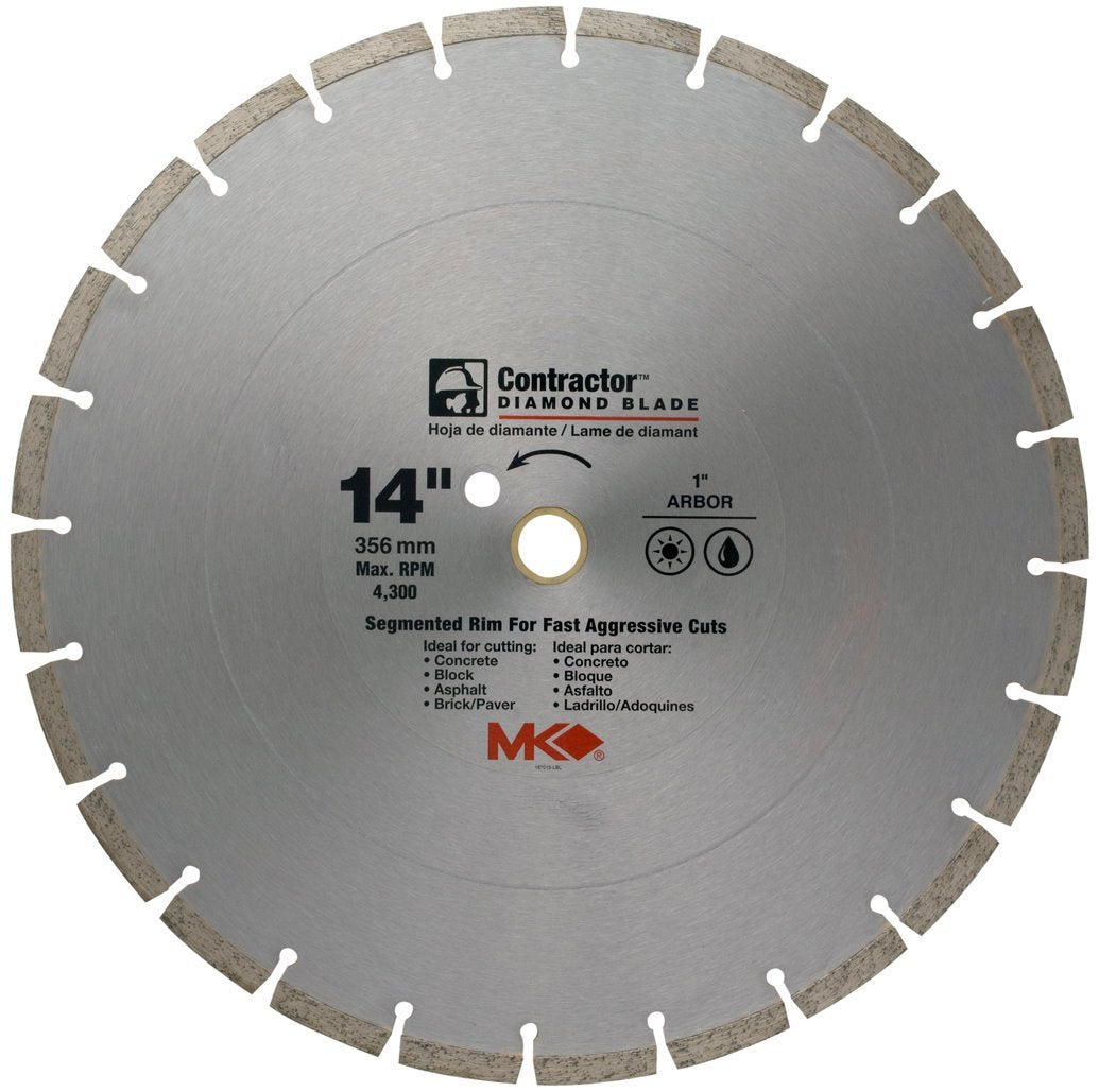 MK Diamond® 167019 Contractor™ Segmented Rim Diamond Blade, 14"