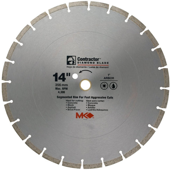 MK Diamond® 167019 Contractor™ Segmented Rim Diamond Blade, 14"