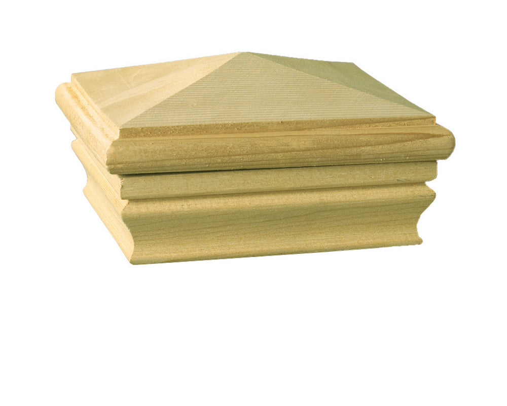 Deckorators® 72889 Newport High Pyramid Wood Post Cap, Pressure Treated, 4" x 4"