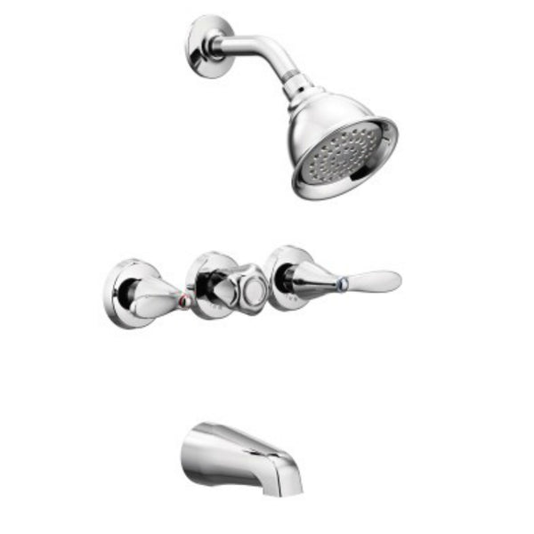 Moen® 82663 Adler 3-Handle Standard Tub & Shower, Chrome, 1.8 GPM