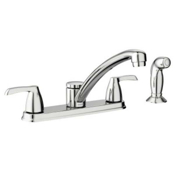 Moen 87046 Adler 2-Handle Low Arc Kitchen Faucet w/ Lever & Knob Handles, Chrome