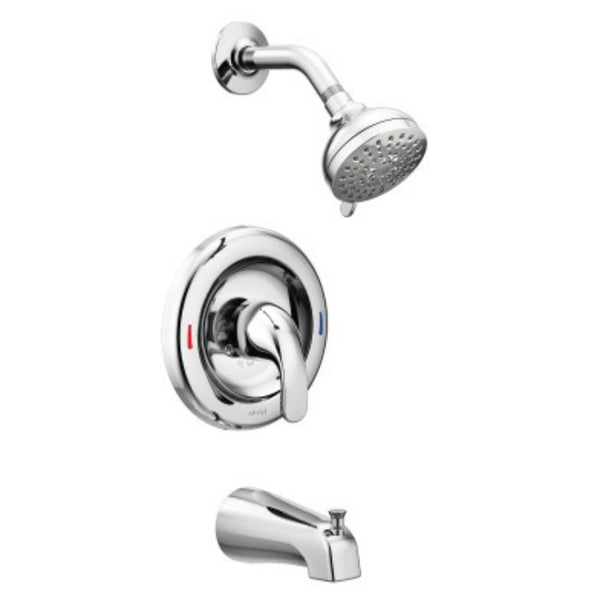 Moen® 82603 Adler Single Handle Posi-Temp® Tub & Shower, Chrome, 1.8 GPM