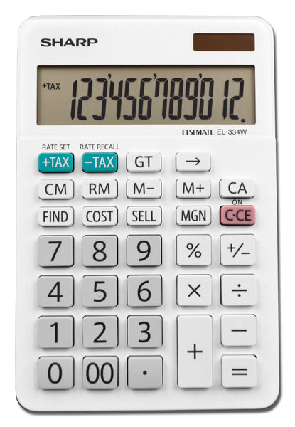 Sharp® EL-334WB Professional Desktop Calculator with XL 12-Digit LCD Display