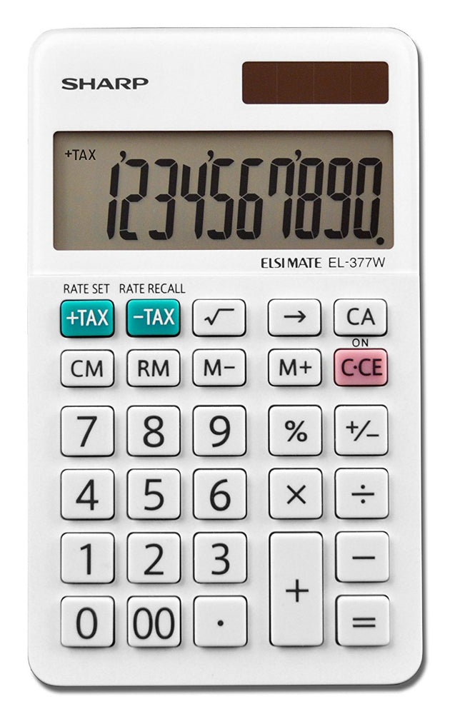 Sharp® EL-377WB Professional Pocket Calculator with 10-Digit LCD Display, Large