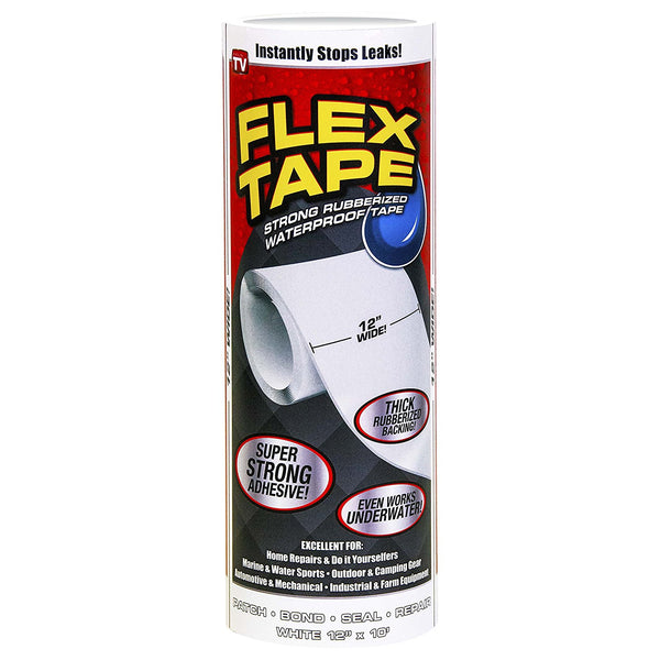 Flex Tape TFSWHTR1210 Rubberized Waterproof Tape, White, 12"x10', As Seen On TV