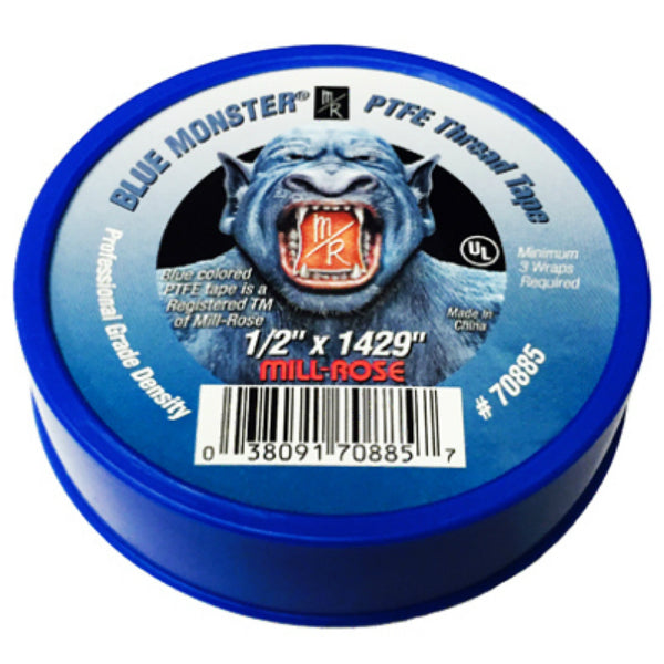 Blue Monster® 11-1000 PTFE Thread Seal Tape, Blue, 1/2" x 1429"