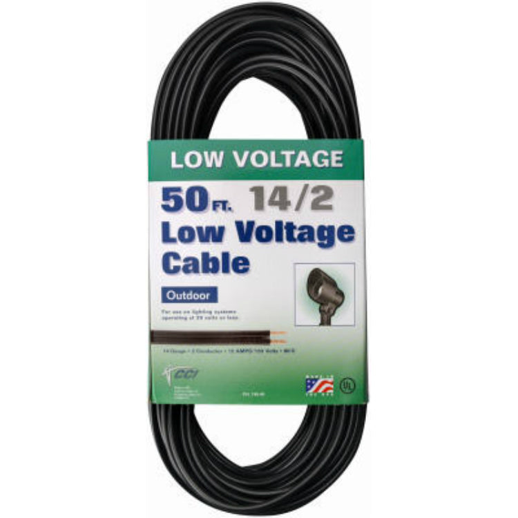 Coleman Cable® 55213242 Low Voltage Circuit Lighting Cable, Black, 14/2, 50'