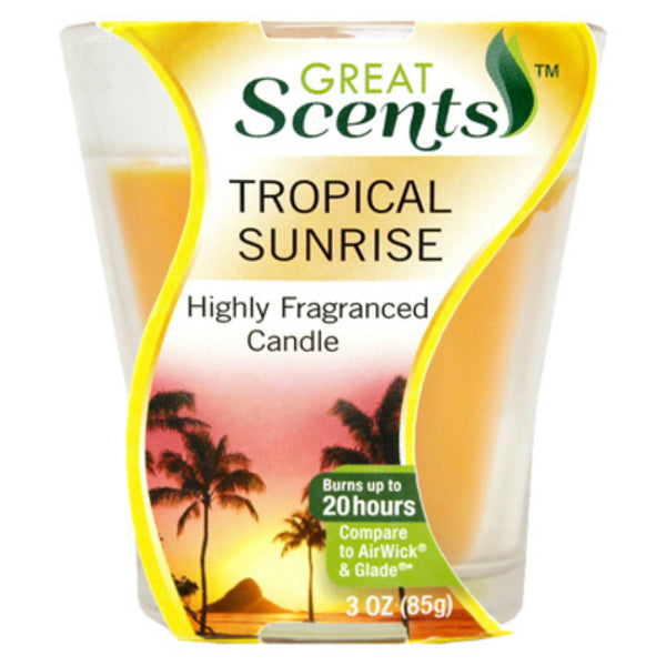 Great Scents™ 92911-1 Highly Fragranced Candle, Tropical Sunrise, 3 Oz
