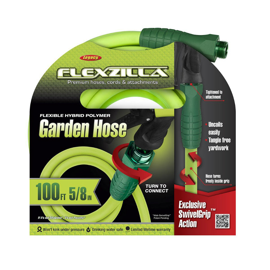 Flexzilla® HFZG5100YWS SwivelGrip™ Lightweight Garden Hose, 5/8" ID x 100'