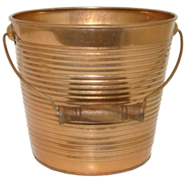 Robert Allen MPT01759 Ribbed Metal Planter with Handle, New Copper, 10"