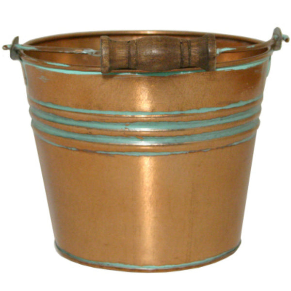 Robert Allen MPT01624 Banded Metal Planter with Handle, Vintage Copper, 6"