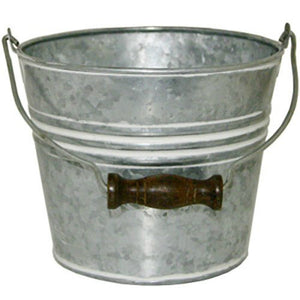 Robert Allen MPT01626 Banded Metal Planter w/ Handle, Galvanized/White Wash, 6"