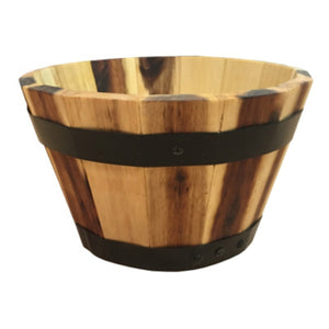 Avera AWP304100 Round Wood Barrel Planter, 10" x 6"
