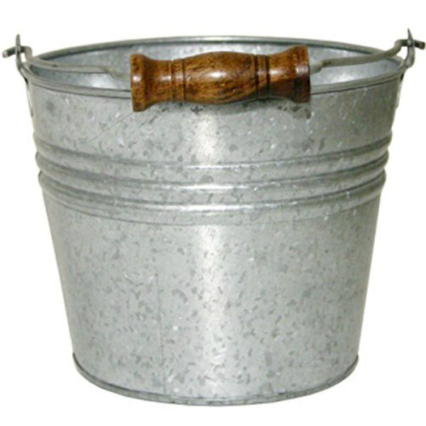 Robert Allen MPT01625 Banded Metal Planter with Handle, Galvanized, 6"
