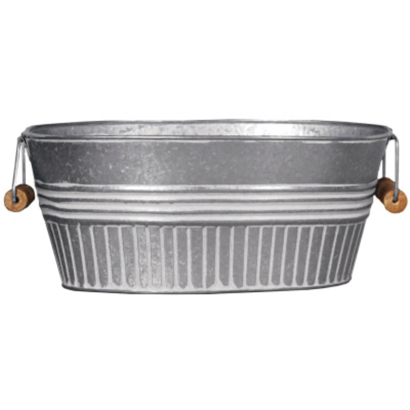 Robert Allen MPT01637 Galvanized with White Wash Basin Planter, 14"
