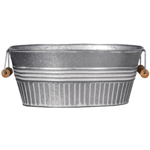 Robert Allen MPT01637 Galvanized with White Wash Basin Planter, 14"