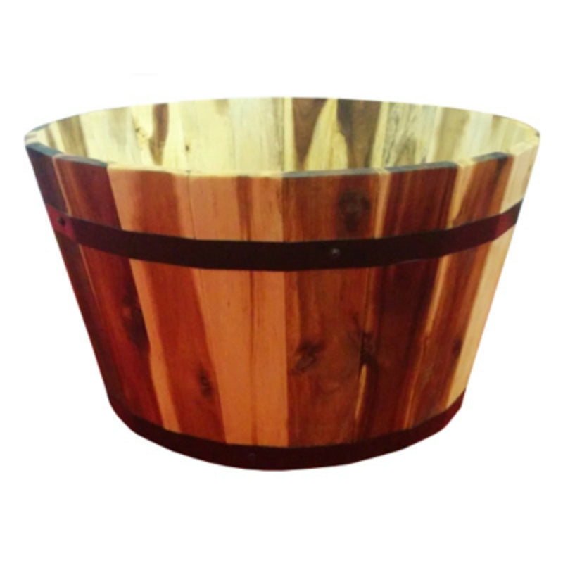 Avera AWP304160 Round Wood Barrel Planter, 16" x 9.5"