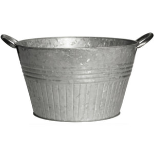 Robert Allen MPT01648 Round Tub Planter with Handles, Galvanized, 12"