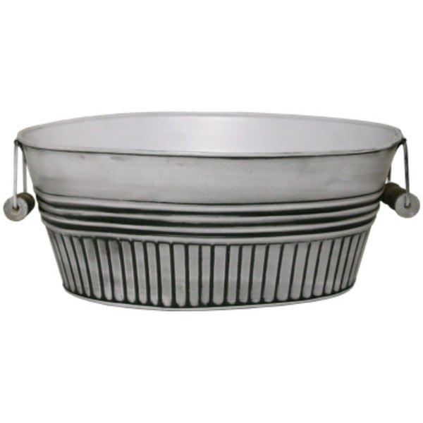 Robert Allen MPT01916 Metal Basin Planter, Rustic White, 14"